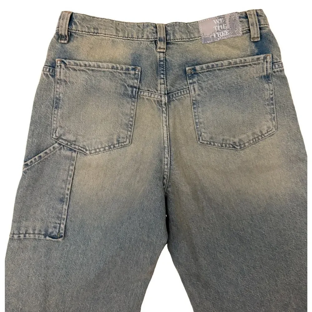 Free People We The Free Tinsley Baggy Jeans High Rise Wide Straight Leg Size 28